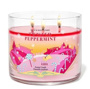 Bath & Body Works 3 Wick Twisted Peppermint Candle BBW
